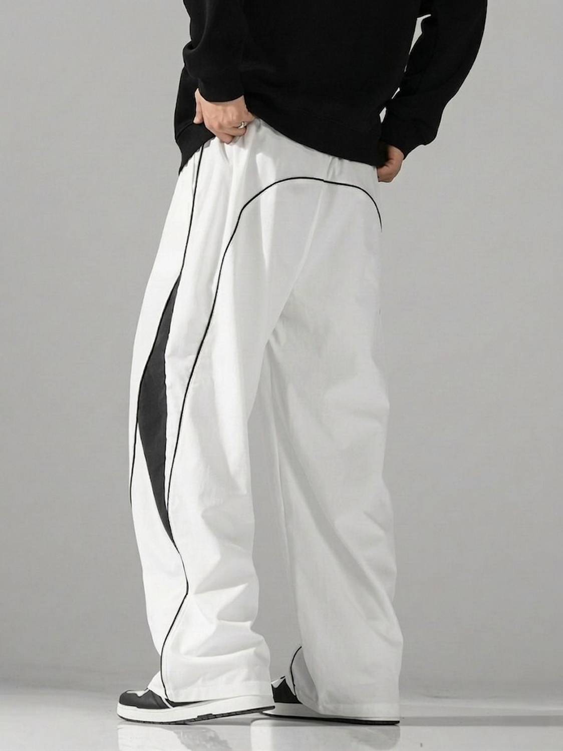MODESHIFT Striped Men White, Black Track Pants - Image 3