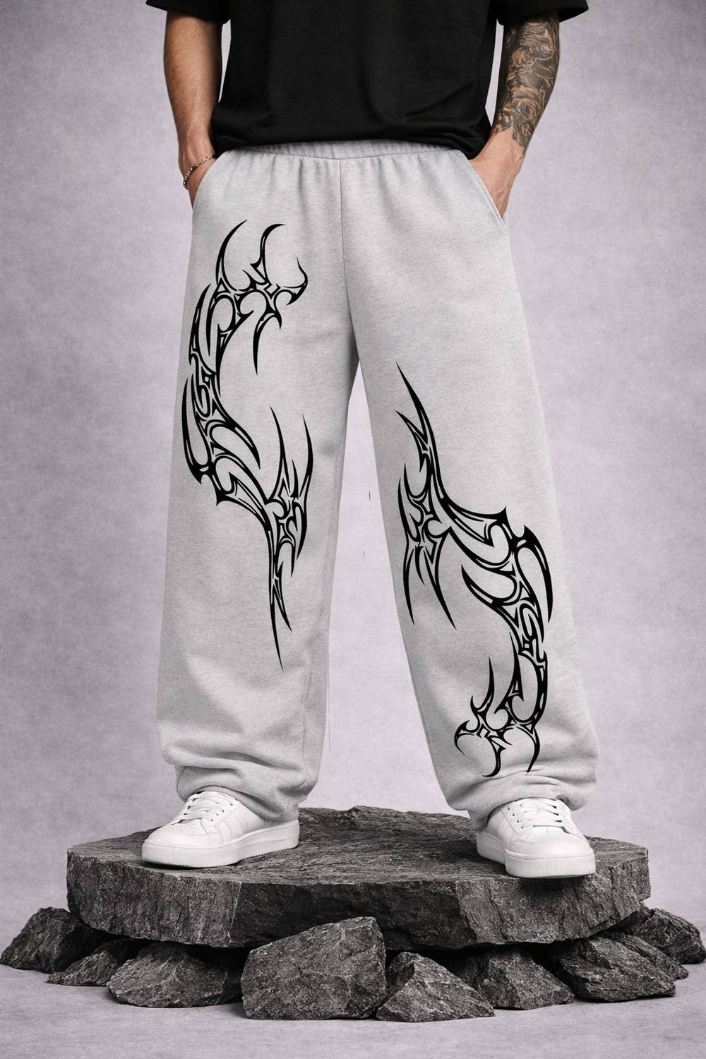 Boxman Graphic Print Men Grey Track Pants - Buy Boxman Graphic