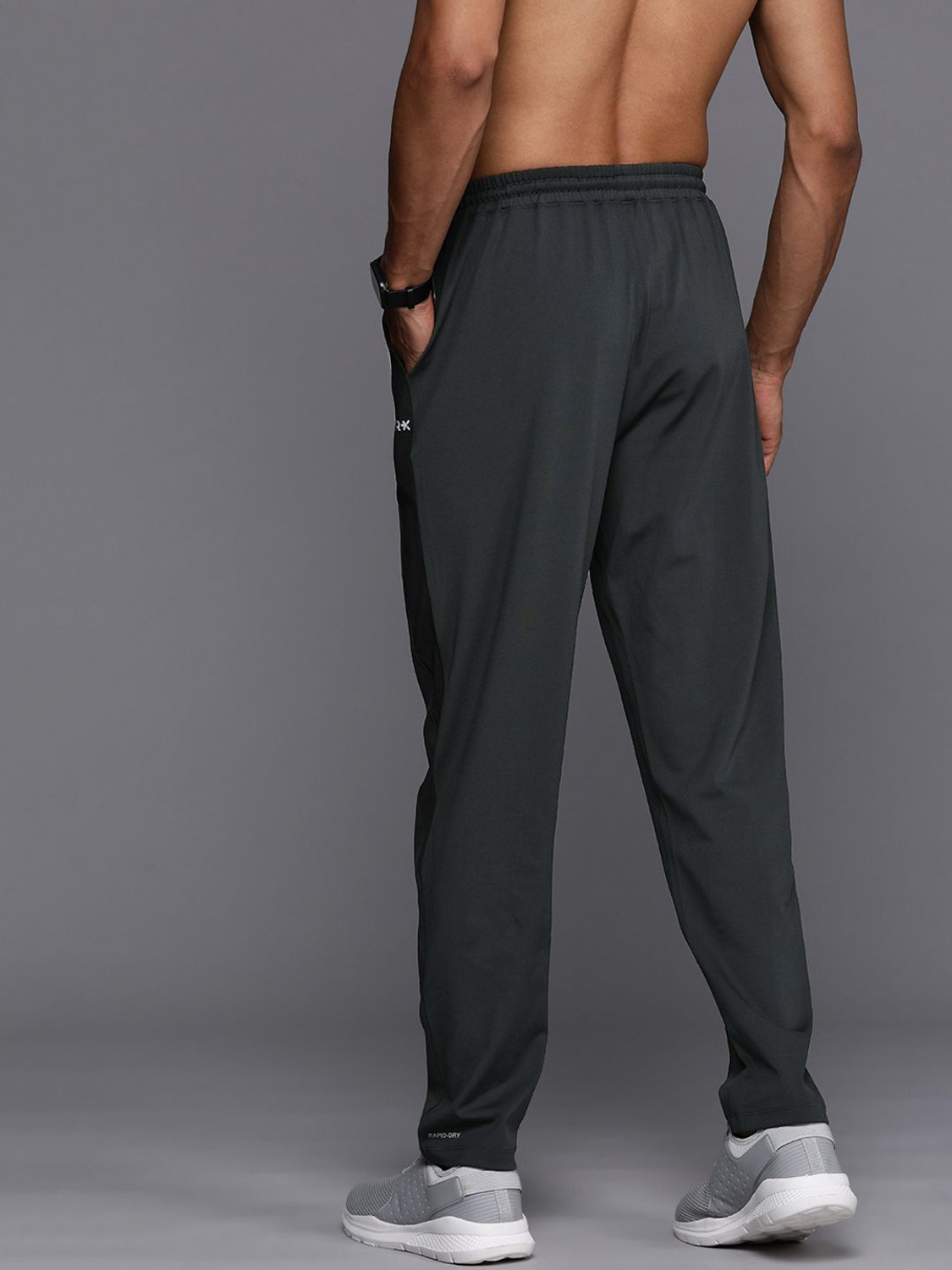 Image of HRX by Hrithik Roshan Solid Men Grey Track Pants