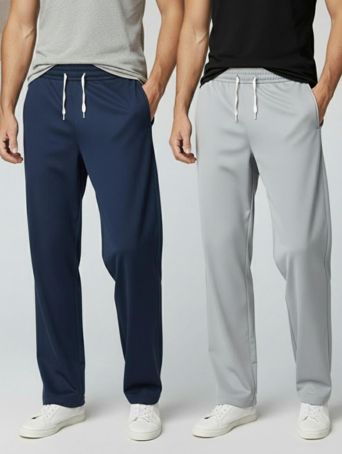 Image of INDICLUB Loose Fit Men Dark Blue, Silver Trousers