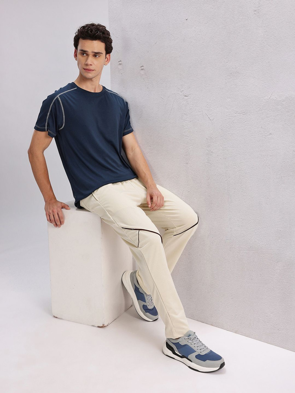 Image of HRX by Hrithik Roshan Solid Men Beige Track Pants