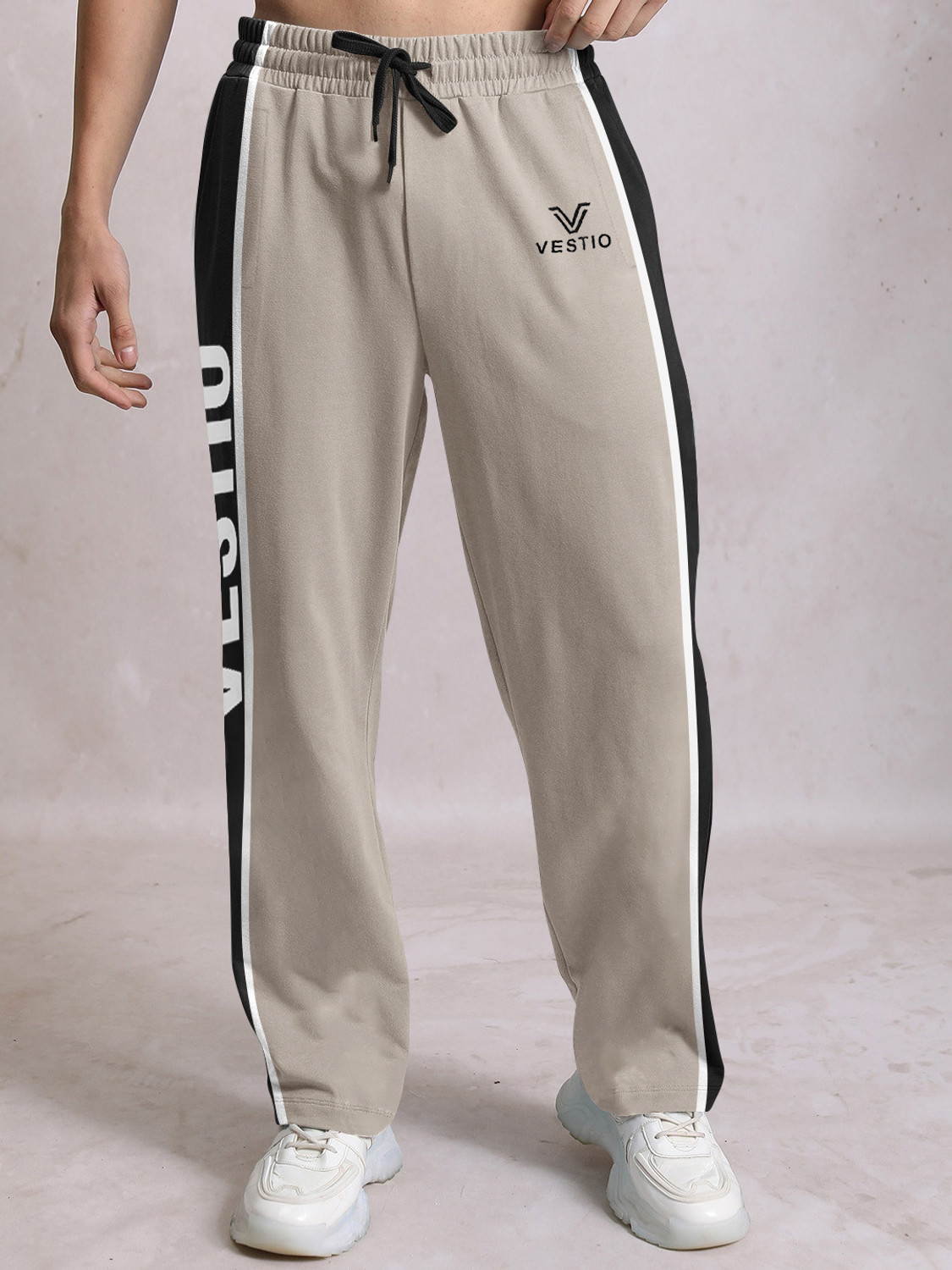 Image of VESTIO Printed Men Beige Track Pants