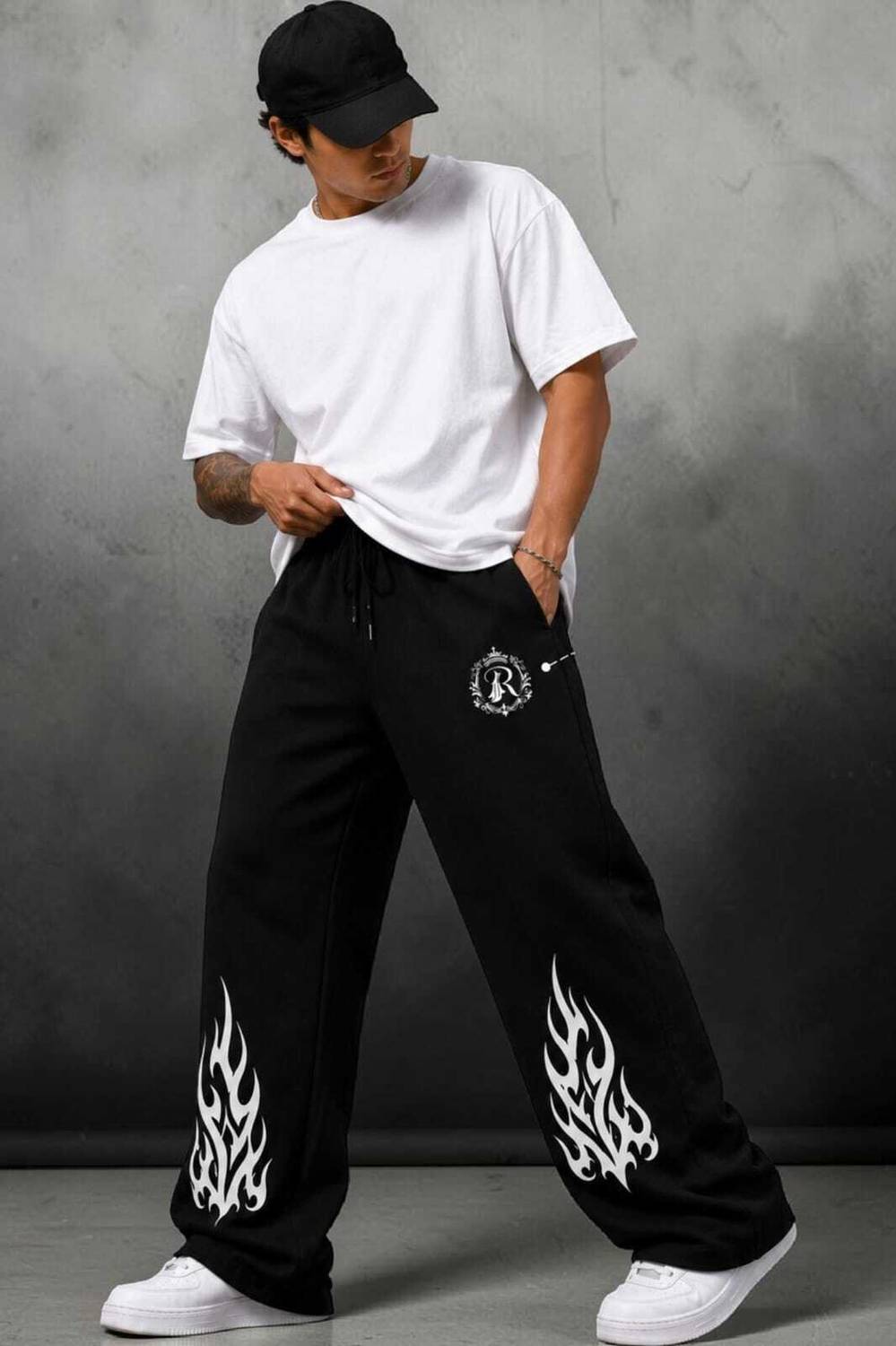 PENVORA Printed Black Track Pants - Image 1
