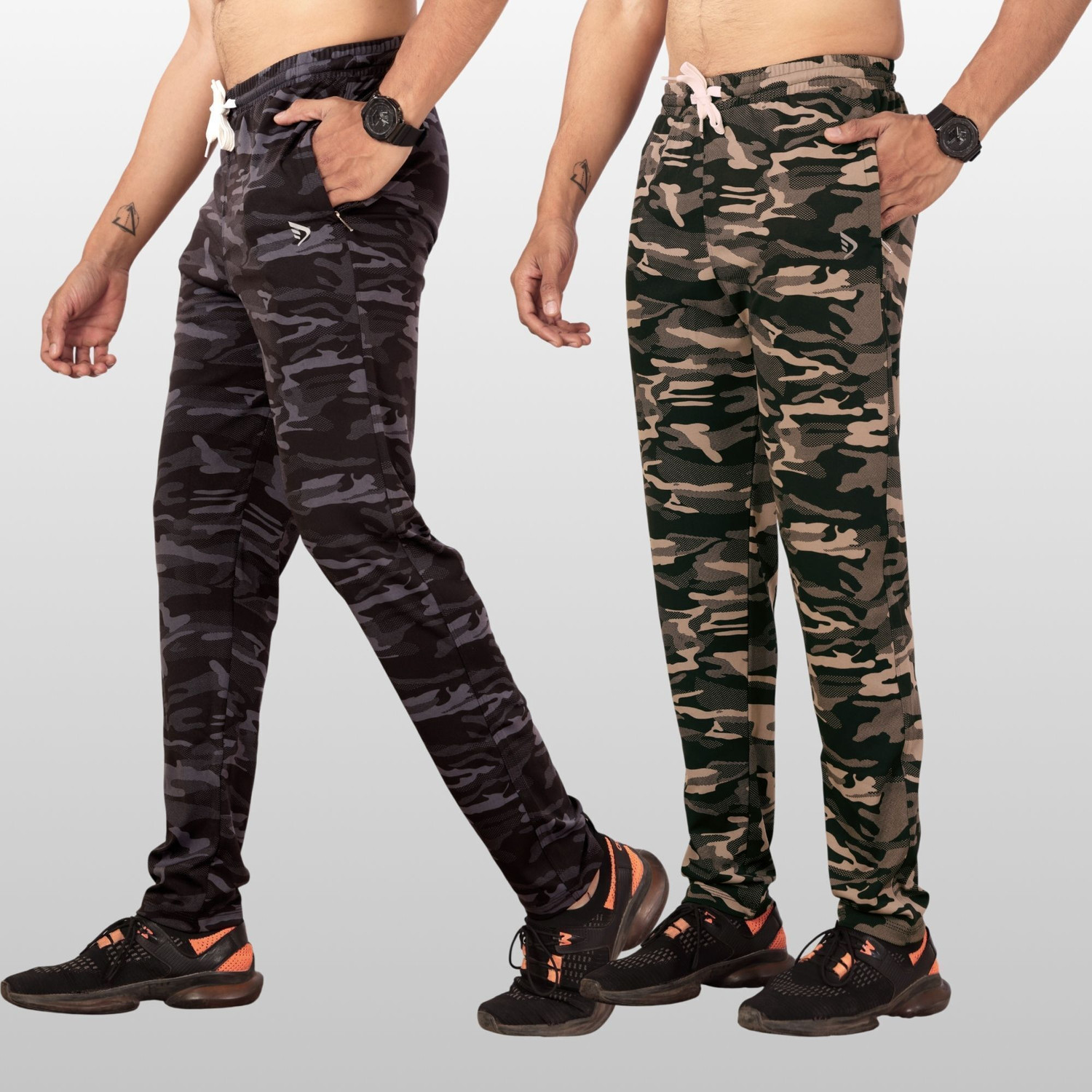 Image of DIHOX Printed Men Beige, Grey Track Pants