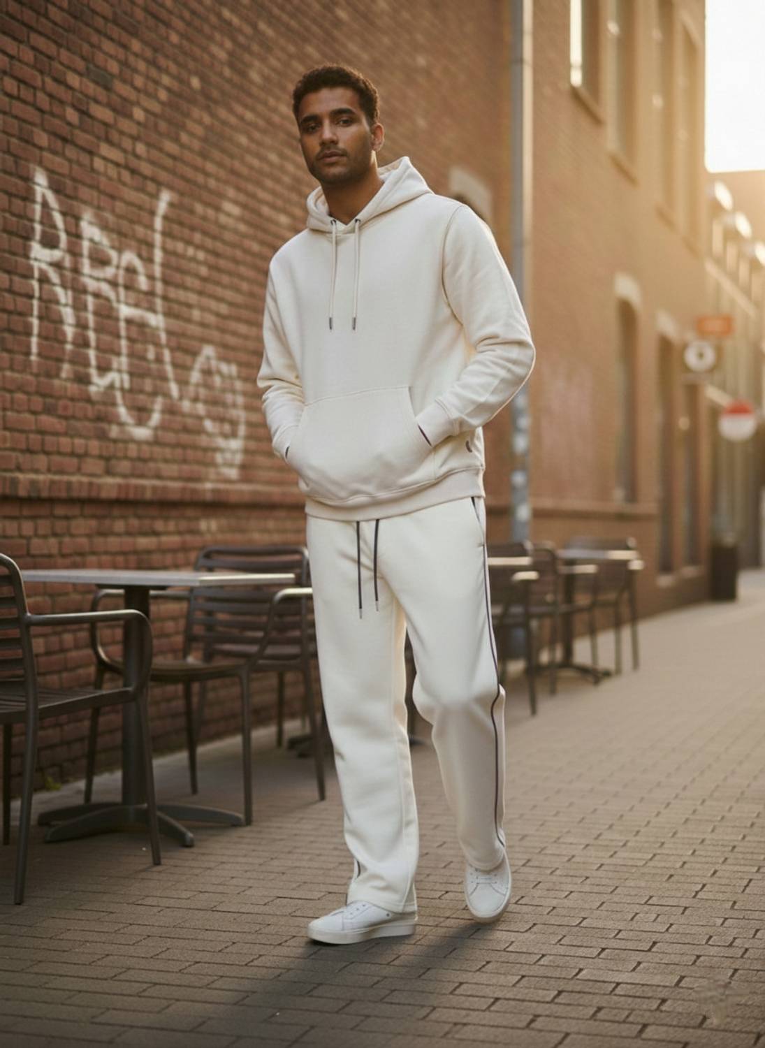MODESHIFT Solid Men Beige Track Pants - Buy MODESHIFT Solid Men