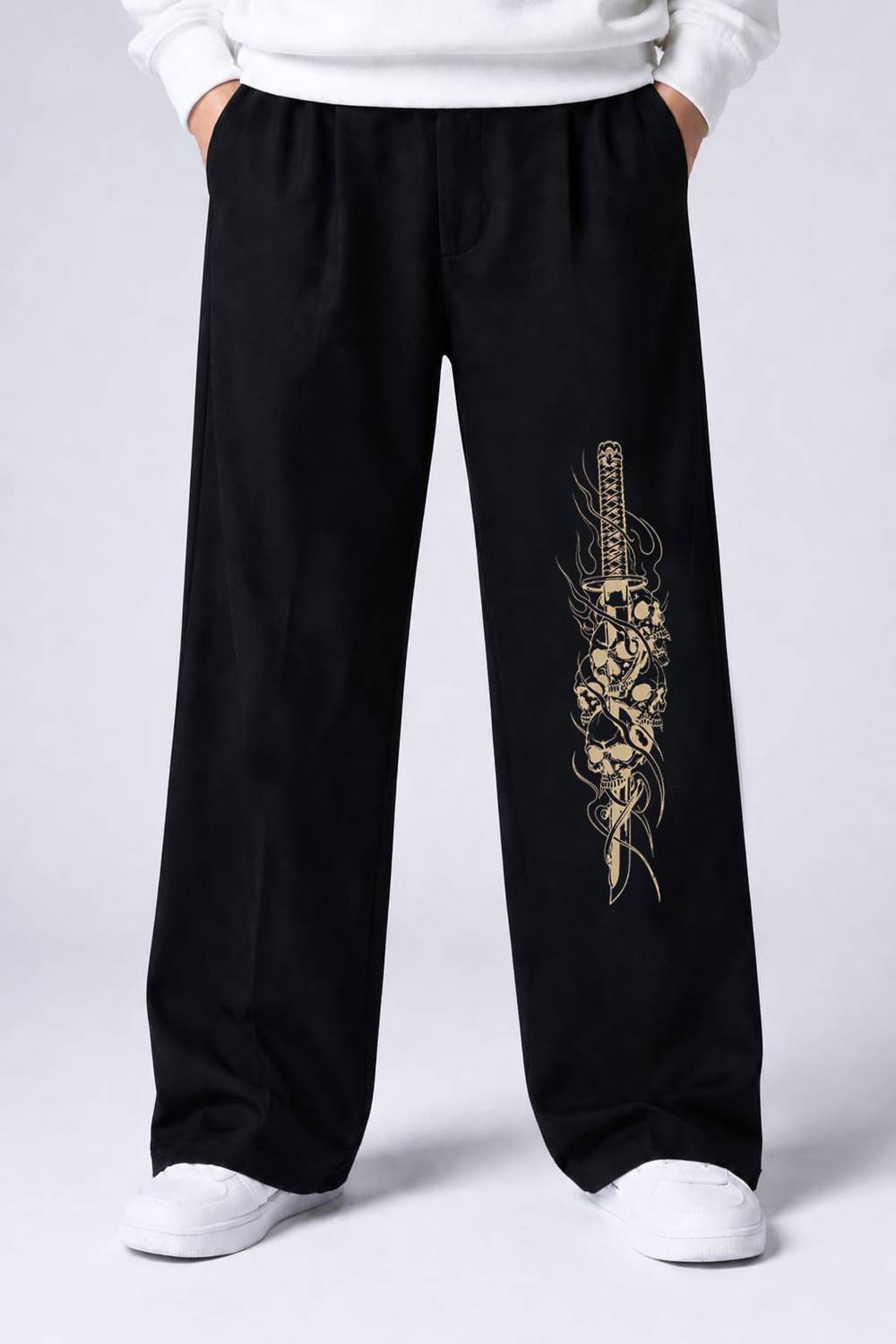 JUGULAR Men Black Printed Track Pants - Image 1