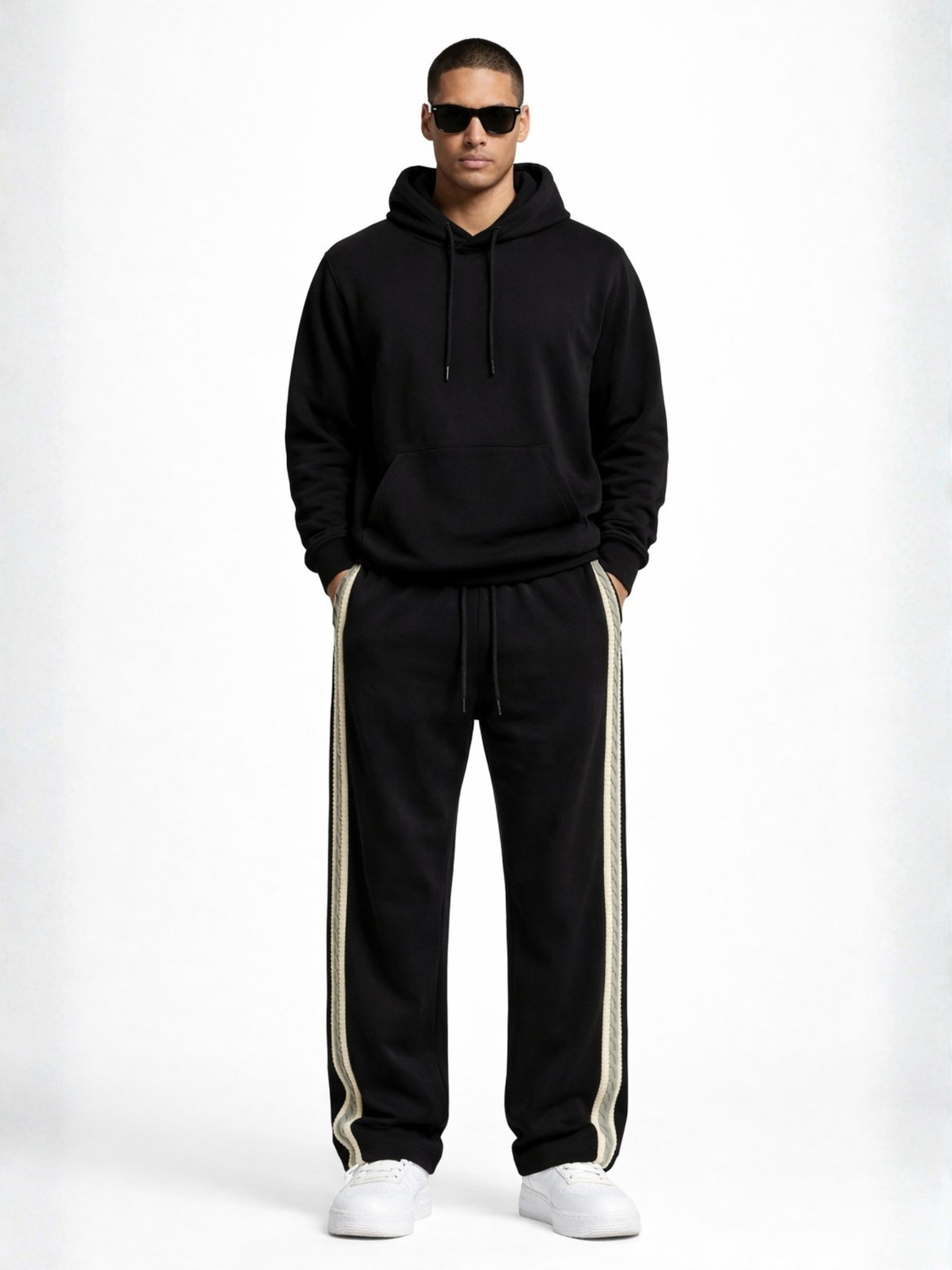 Image of MANIAC Colorblock Men Black Track Pants