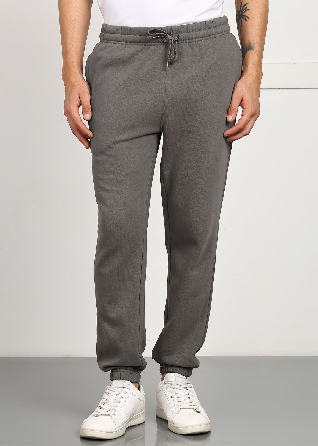 Image of Alan Jones Solid Men Grey Track Pants