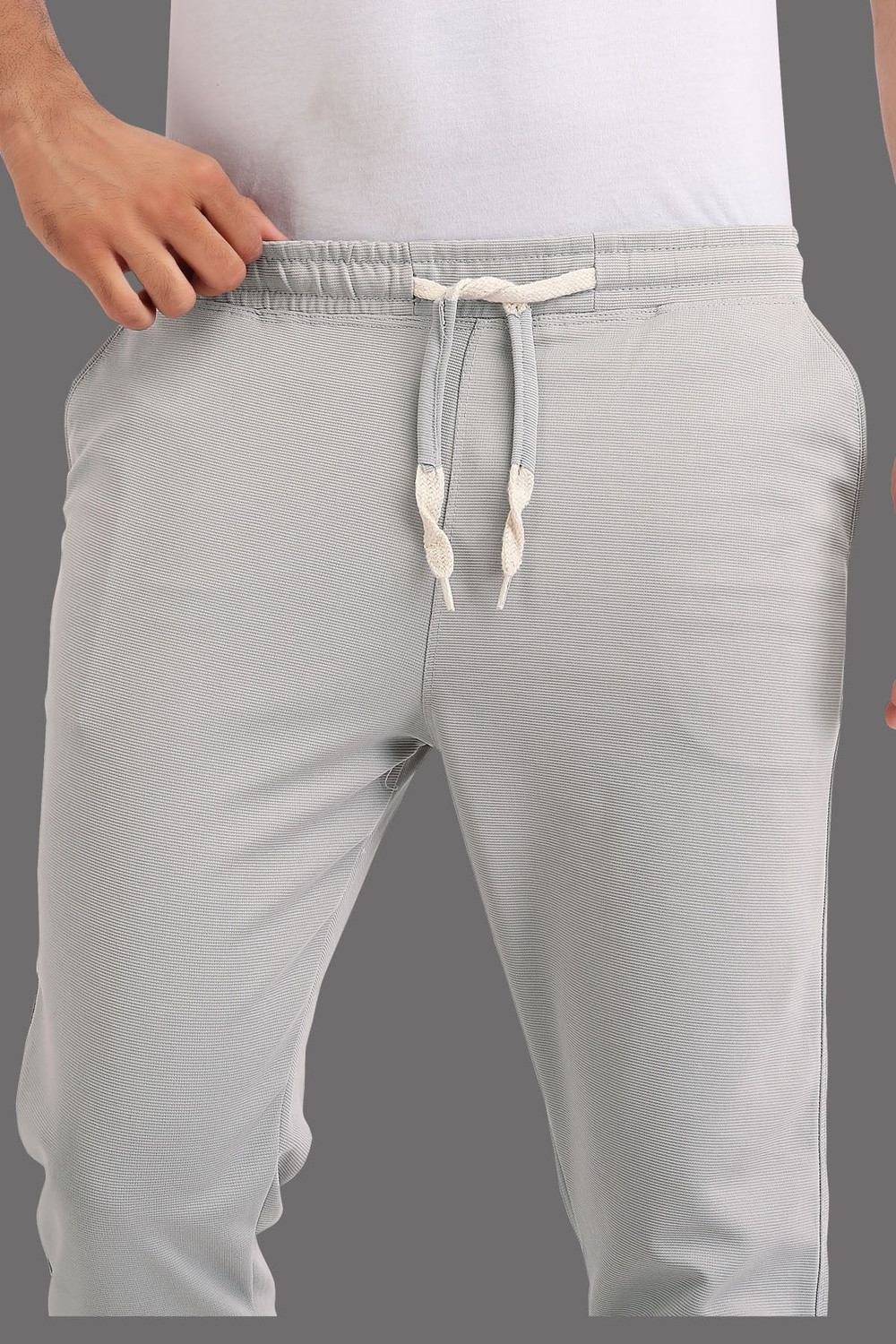 Image of Duooble Solid Men Grey Track Pants