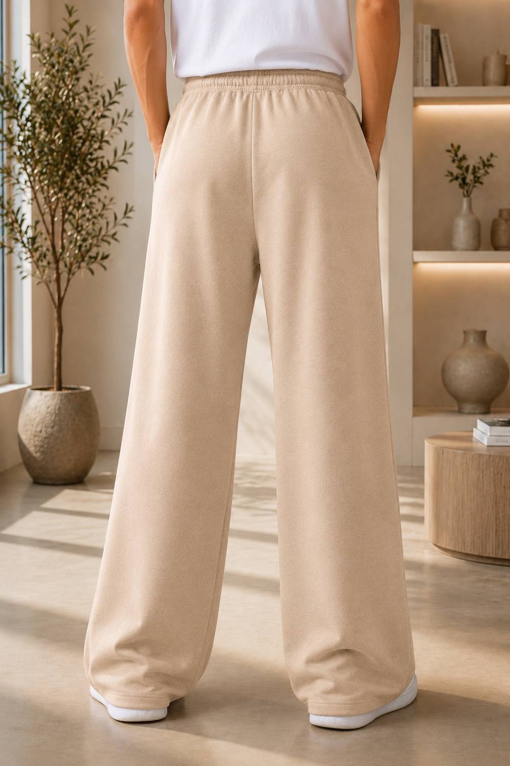 Sanvali Men's Solid Beige Track Pants - Image 2