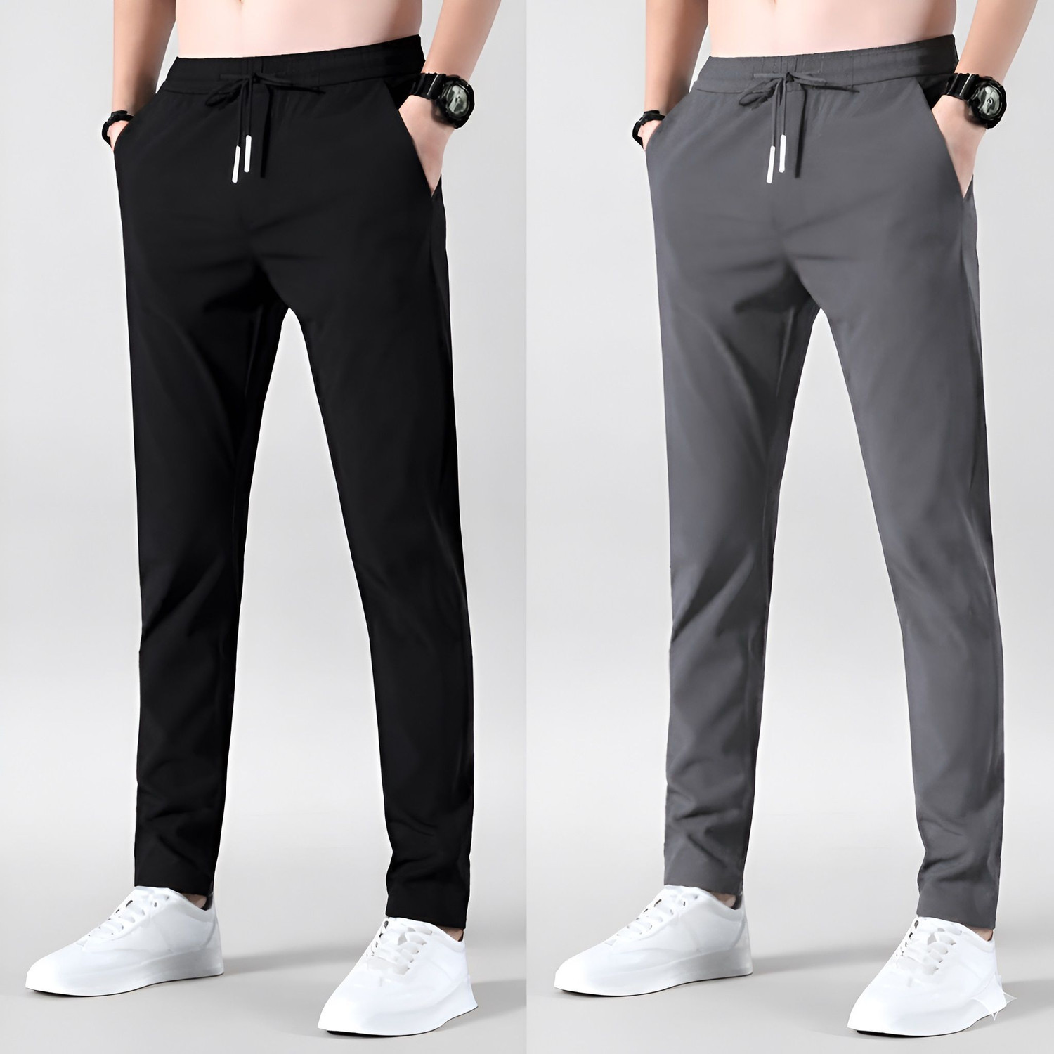 METRONAUT Solid Men Black, Grey Track Pants