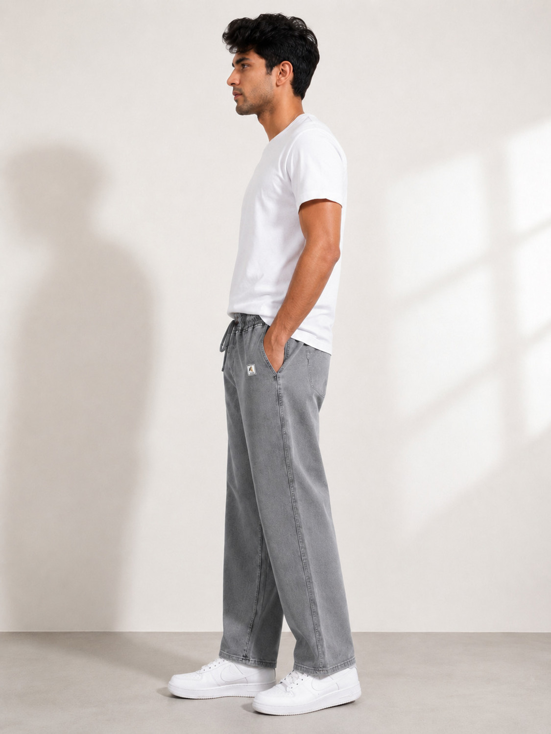 Image of BaalgovindEnt Solid Men Grey Track Pants