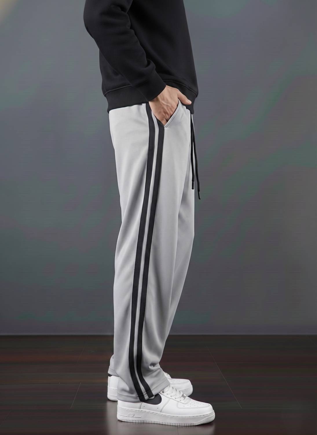 Z6W Grey Striped Men Track Pants - Image 3