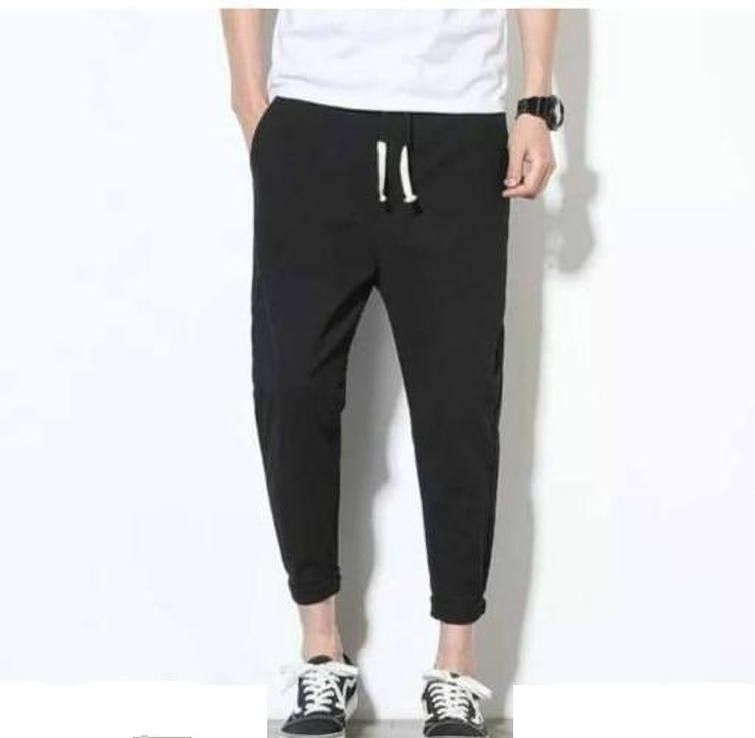 Image of pinkipal Solid Men Black Track Pants