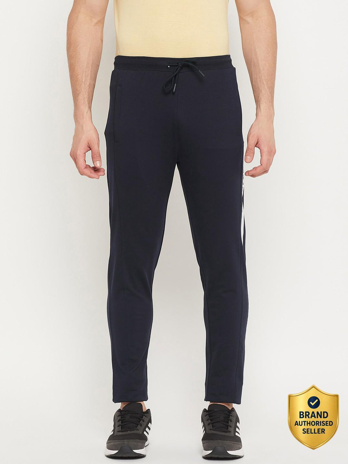 Image of DUKE Solid Men Blue Track Pants