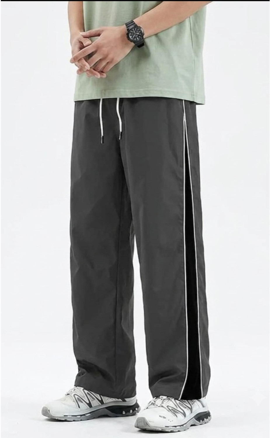Image of Blacktail Striped Men Grey, Black Track Pants