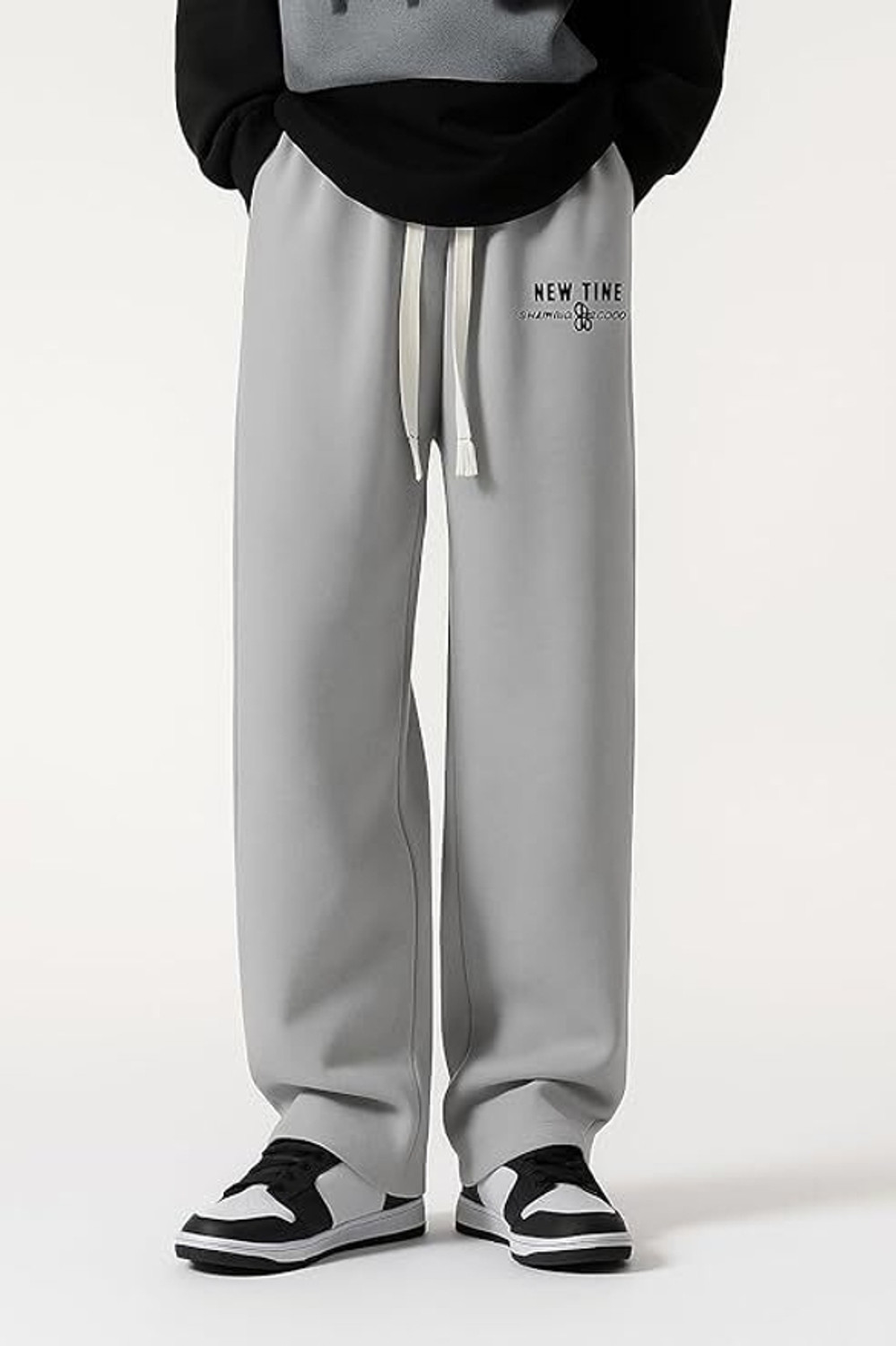 Image of JexPuti Graphic Print Men Grey Track Pants