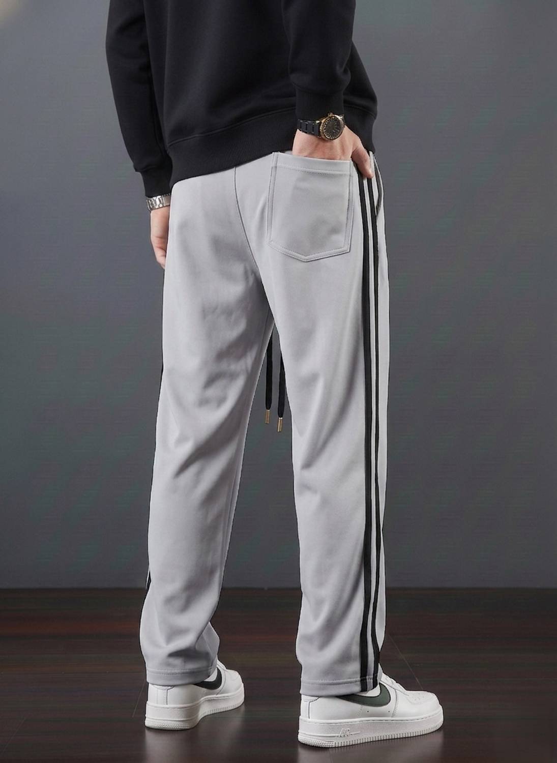 Z6W Grey Striped Men Track Pants - Image 2