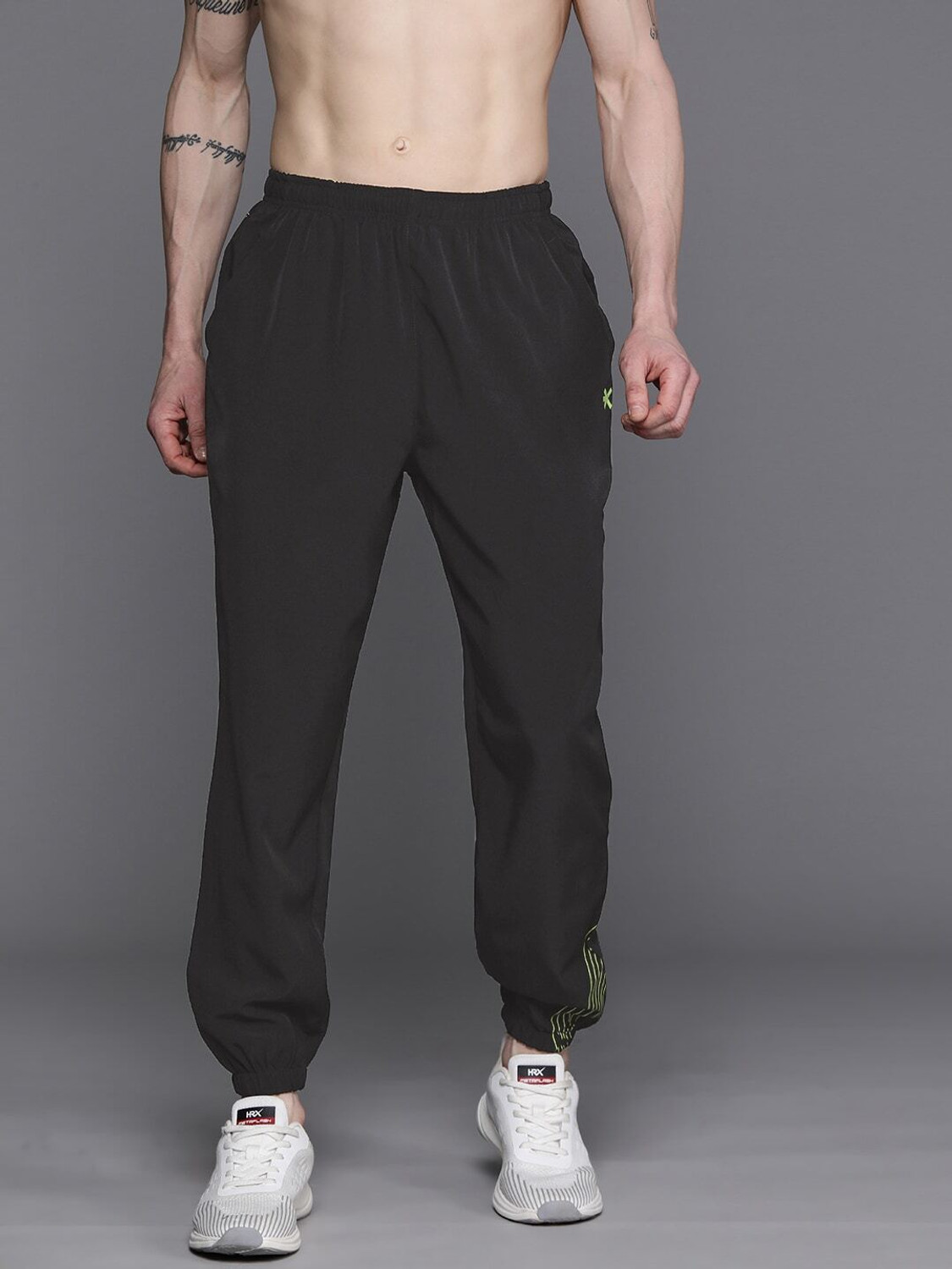 Image of HRX by Hrithik Roshan Solid Men Black Track Pants