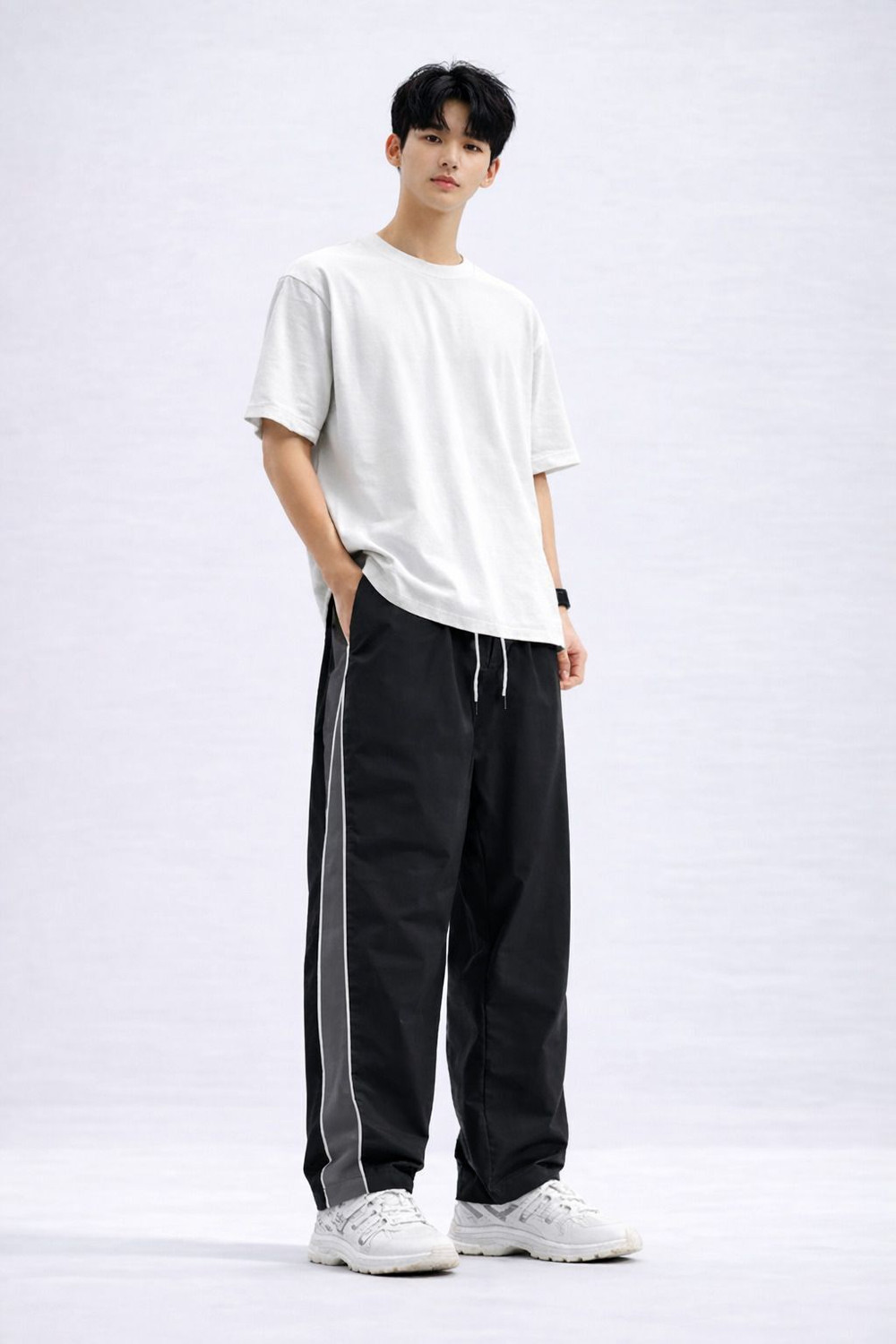 Image of HEATGO Striped Men Black Track Pants