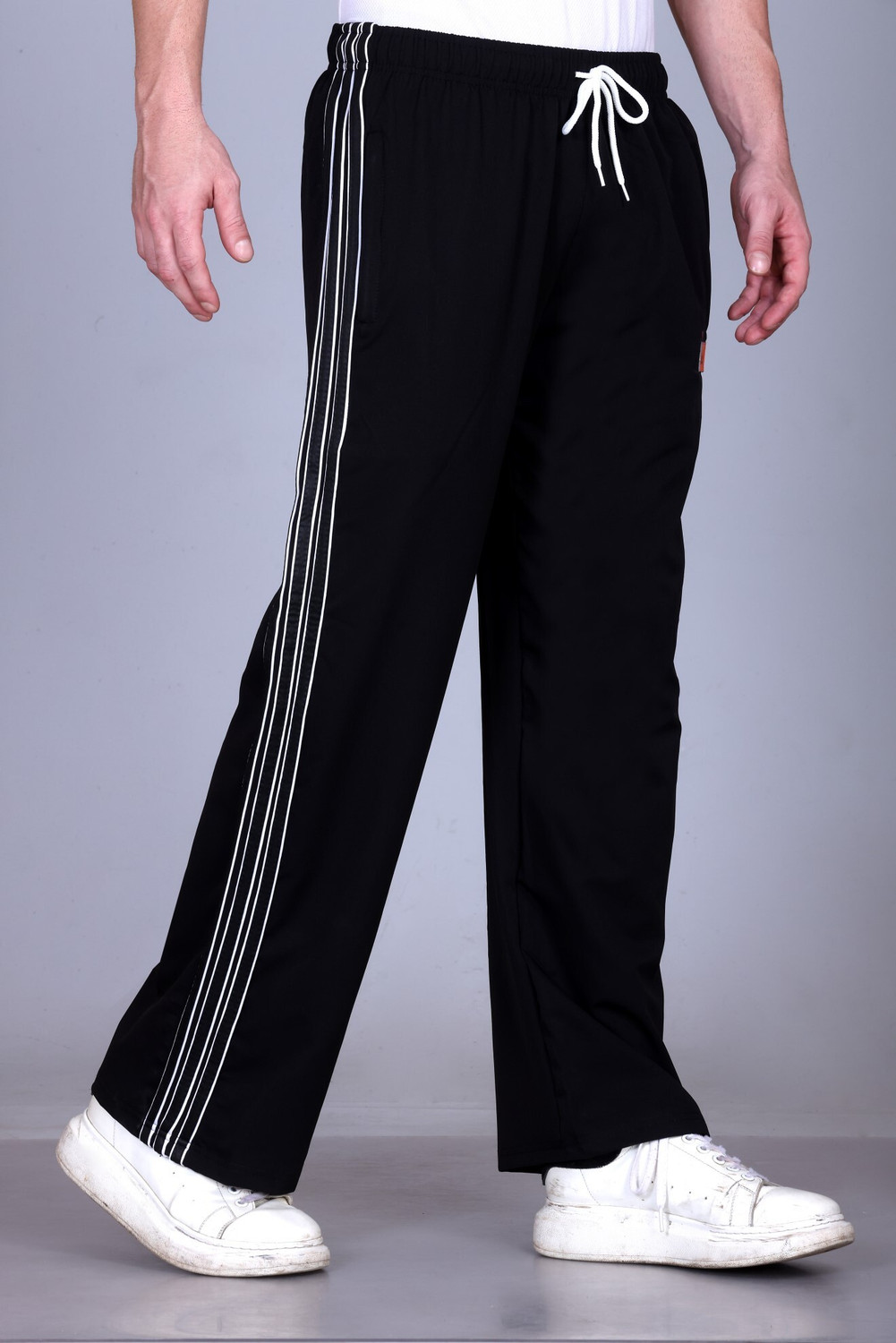 Image of HVBK Striped Men Black Track Pants
