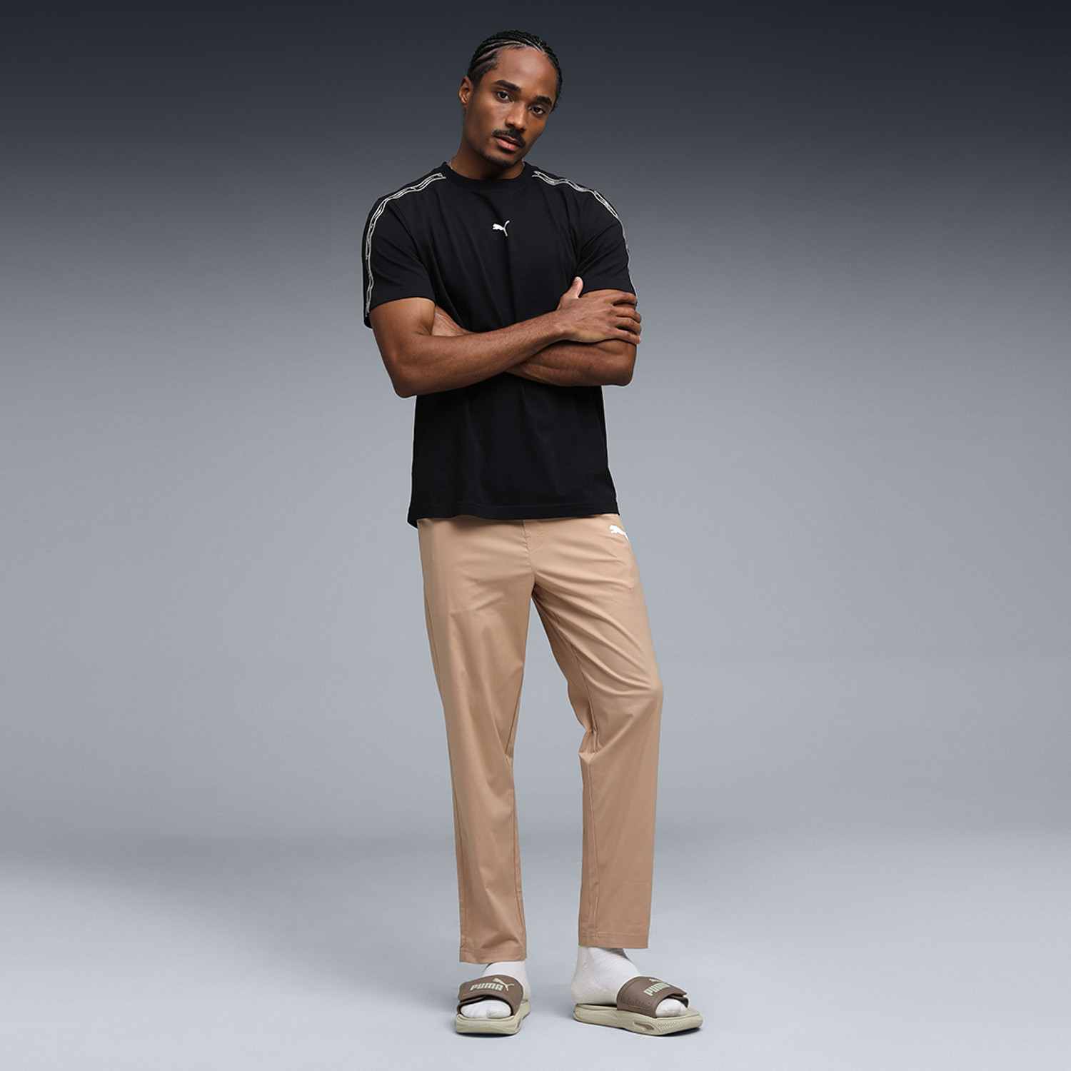 Image of PUMA Solid Men Beige Track Pants