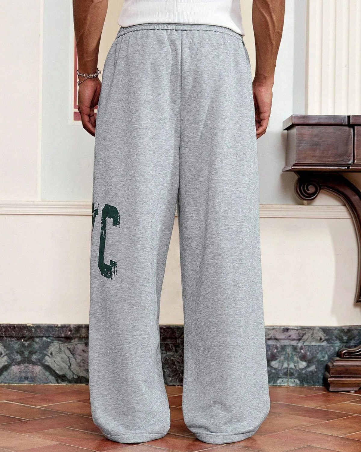 Image of Cloth N Code Printed Men Silver Track Pants