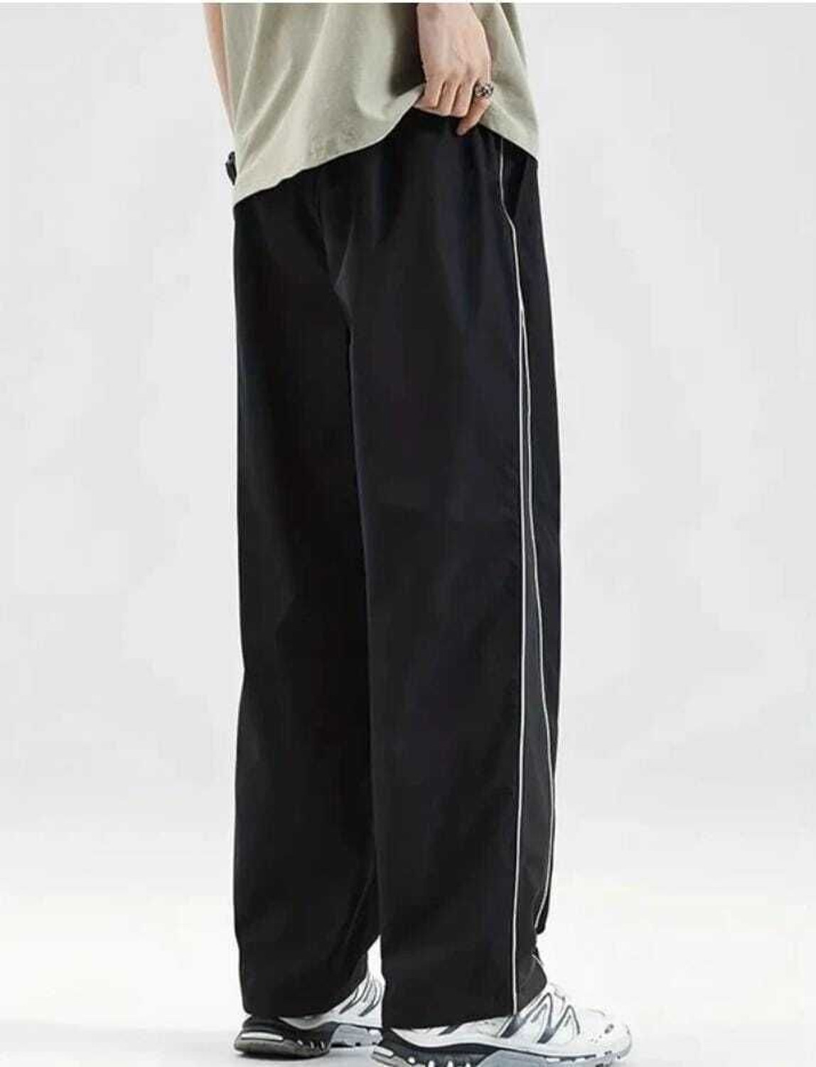 Image of HEATGO Striped Men Black Track Pants