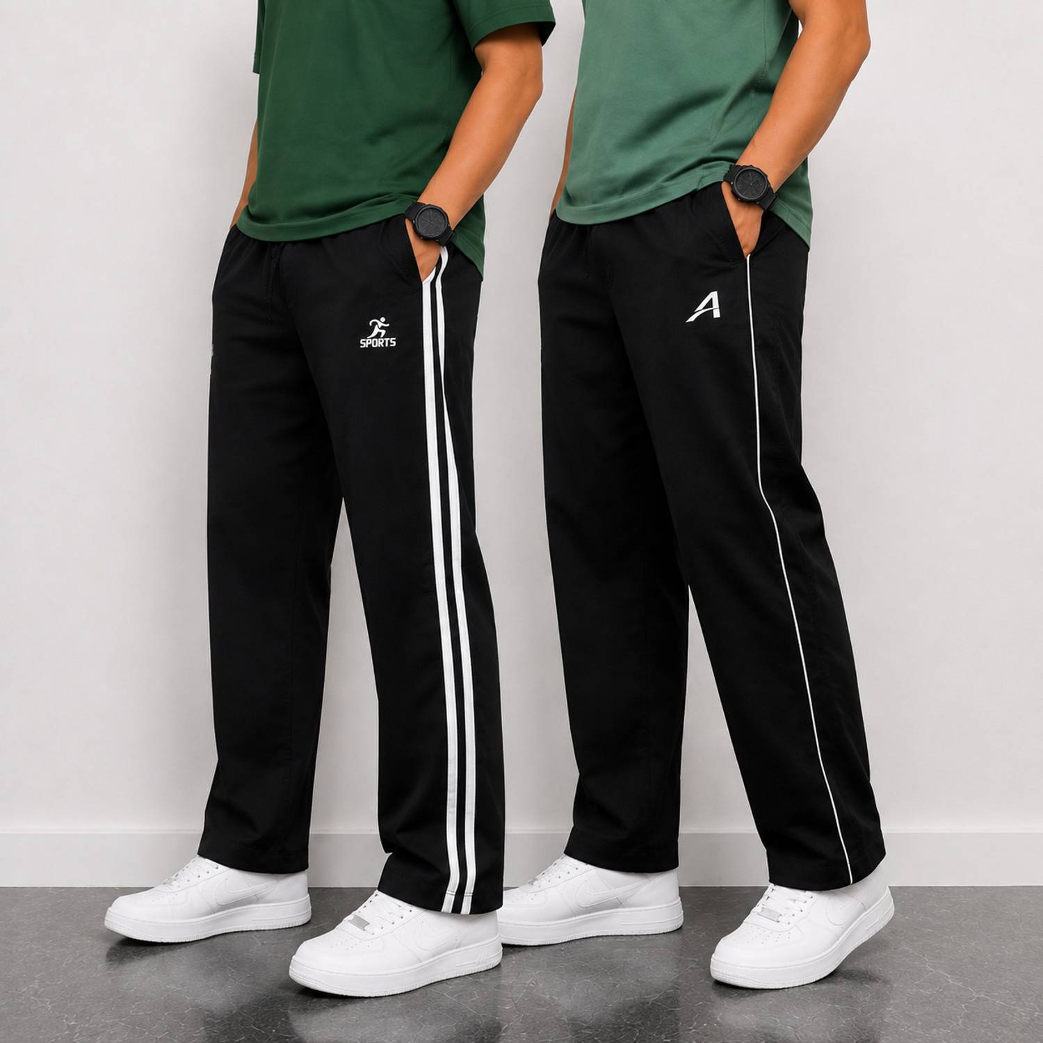 Akrasia Striped Black Track Pants Pack of 2 - Image 1