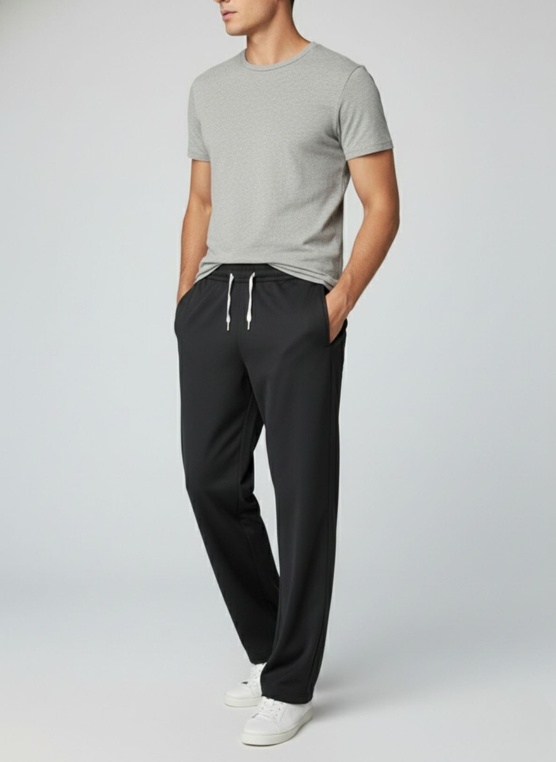 Image of INDICLUB Loose Fit Men Black, Grey Trousers