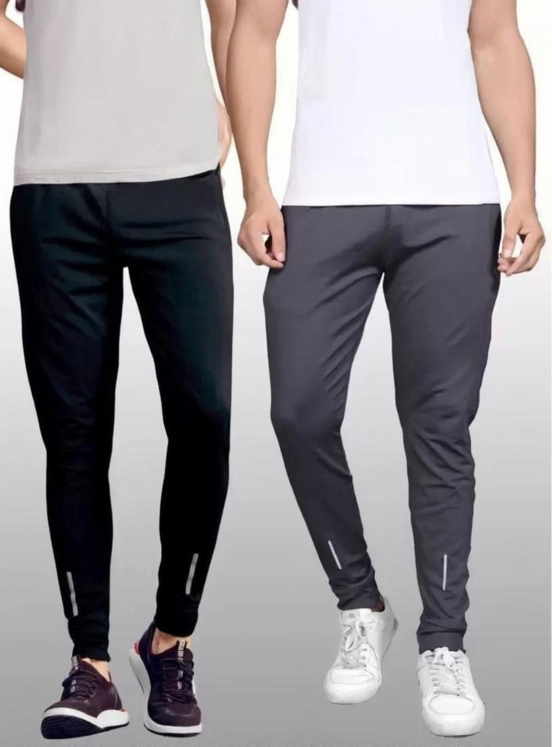 Image of VEYNIZ Solid Men Black, Grey Track Pants