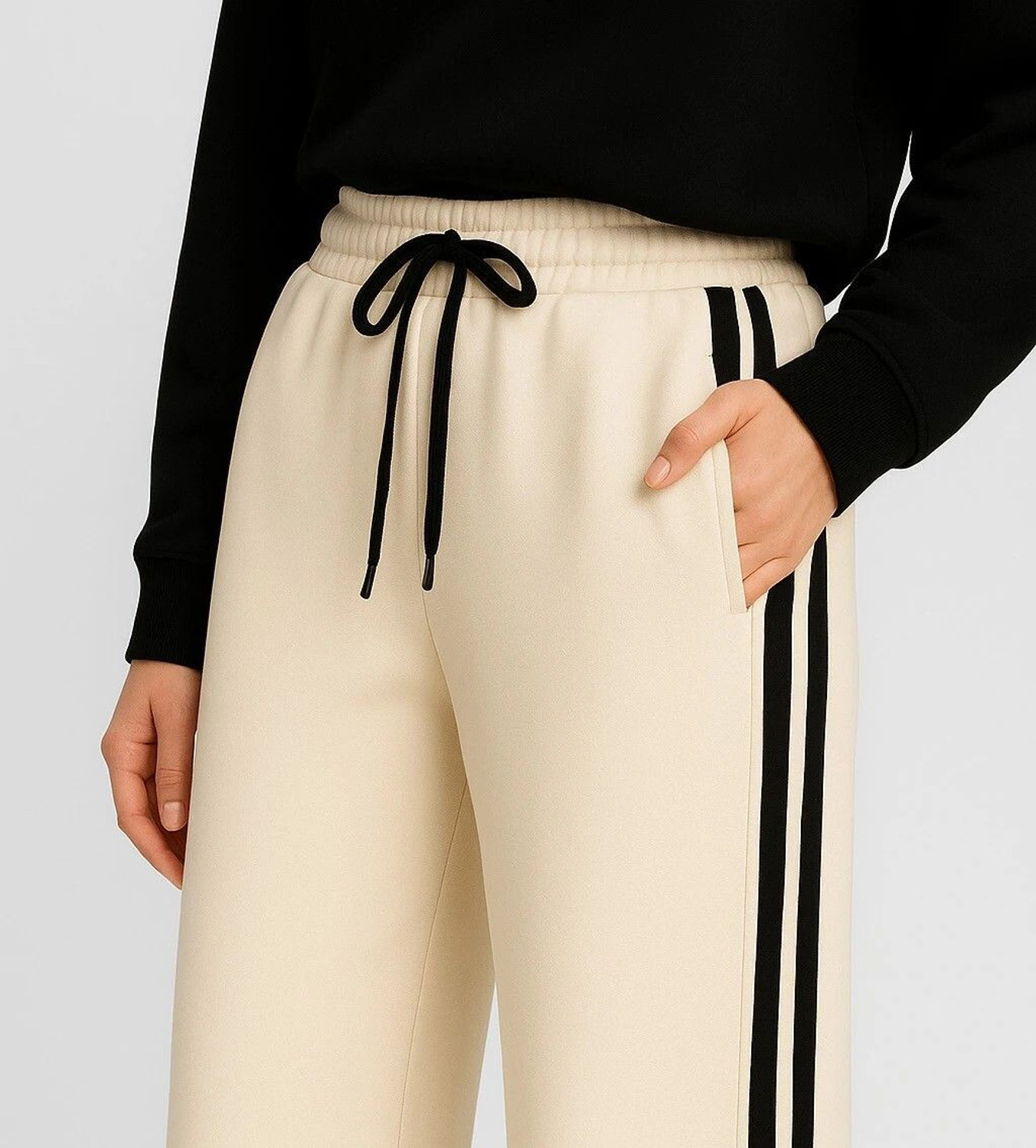 Image of KEESUN Striped Men Beige Track Pants