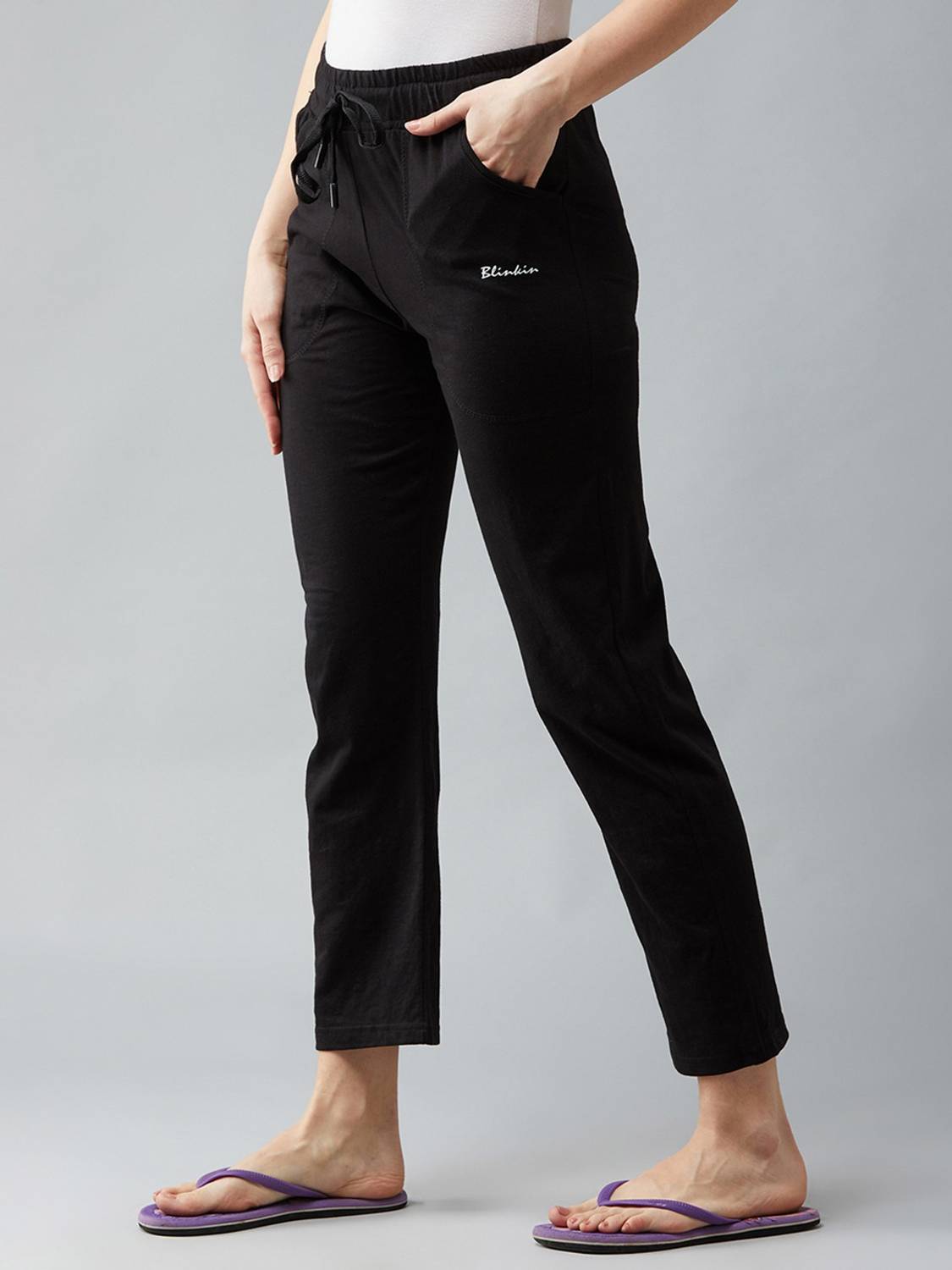 BLINKIN Solid Women Black Track Pants