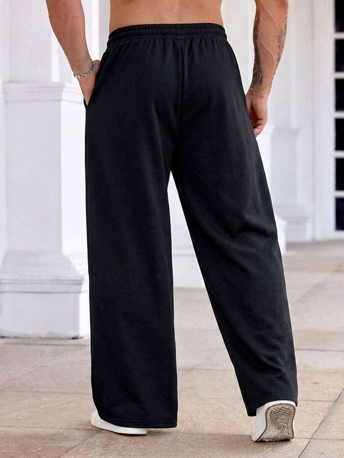 Image of FLYcollection Striped Men Black Track Pants