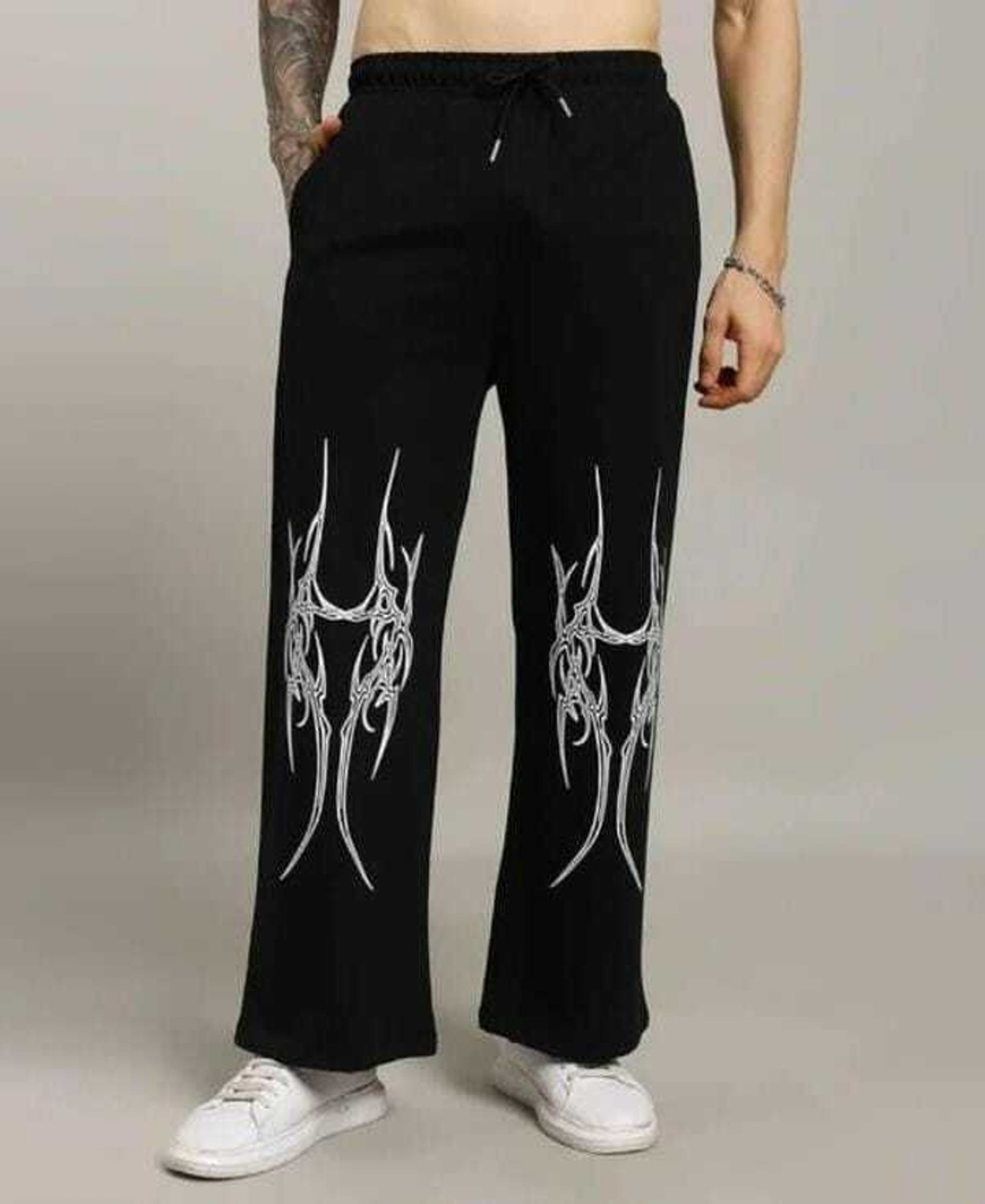Image of MUT Fashion Printed Men Black Track Pants