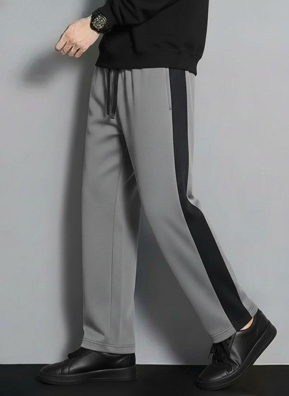 Image of Venner Solid Men Grey Track Pants