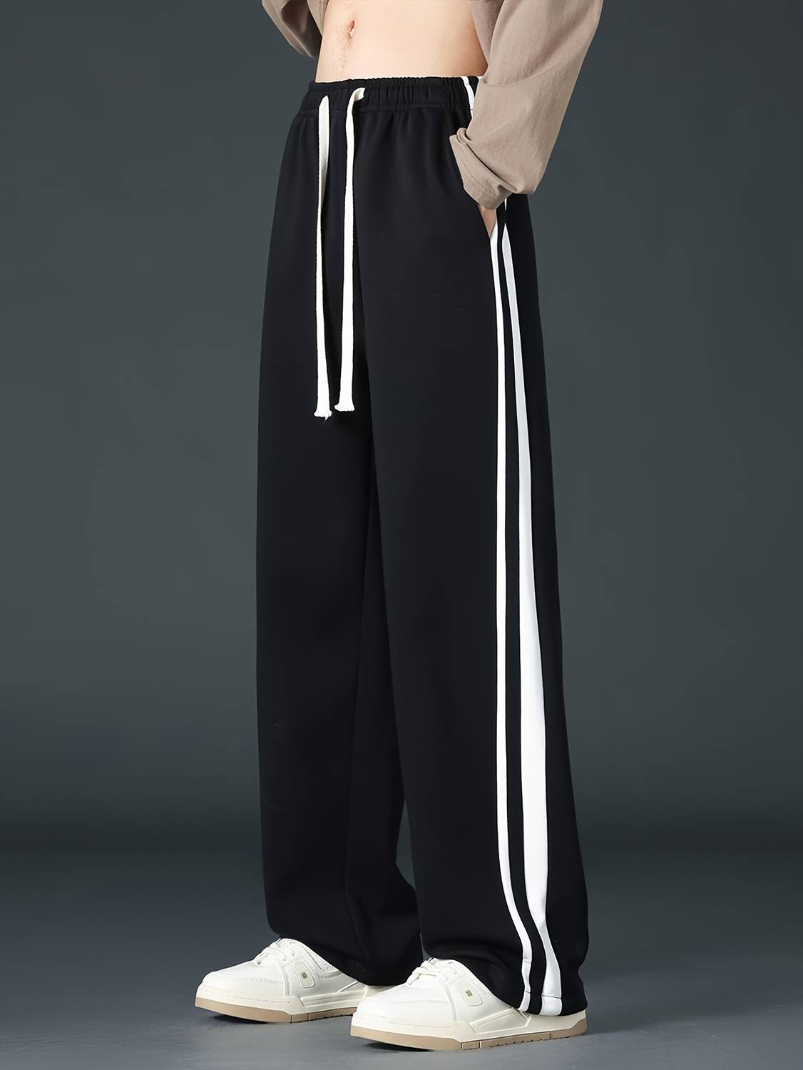 Paralians Black Striped Men Track Pants - Image 1