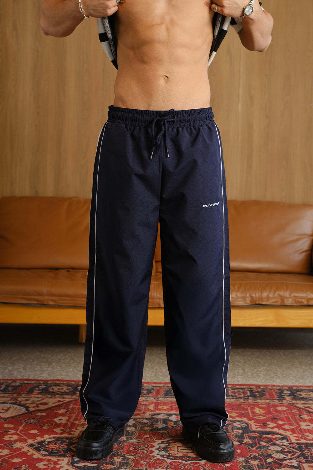 Image of Bonkers Corner Solid Men Blue Track Pants () Solid Men Blue Track Pants