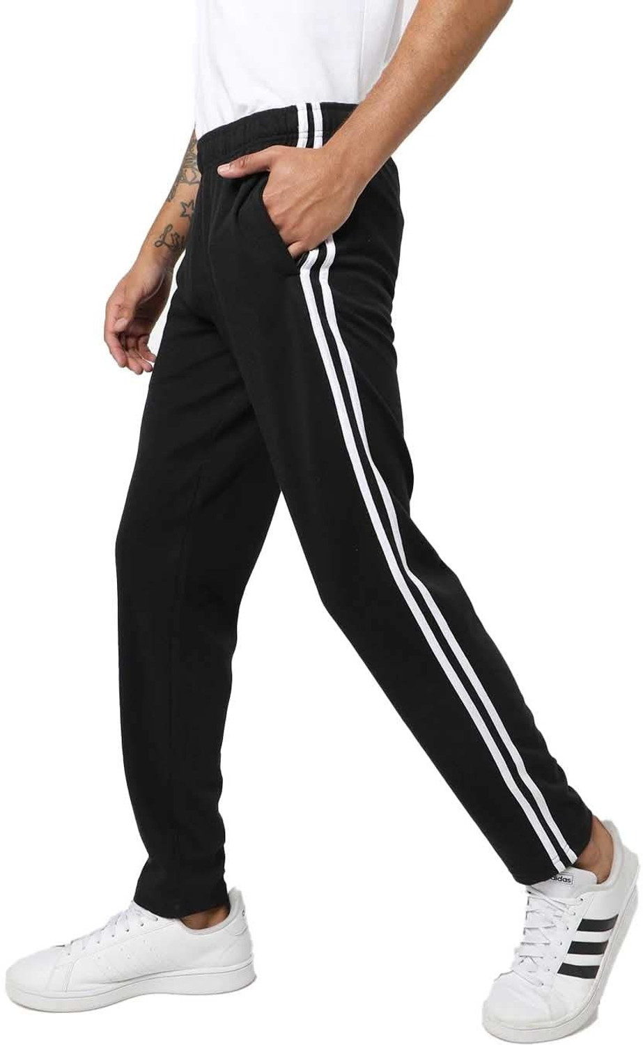 Image of LAYZEE Solid, Striped Men Black Track Pants