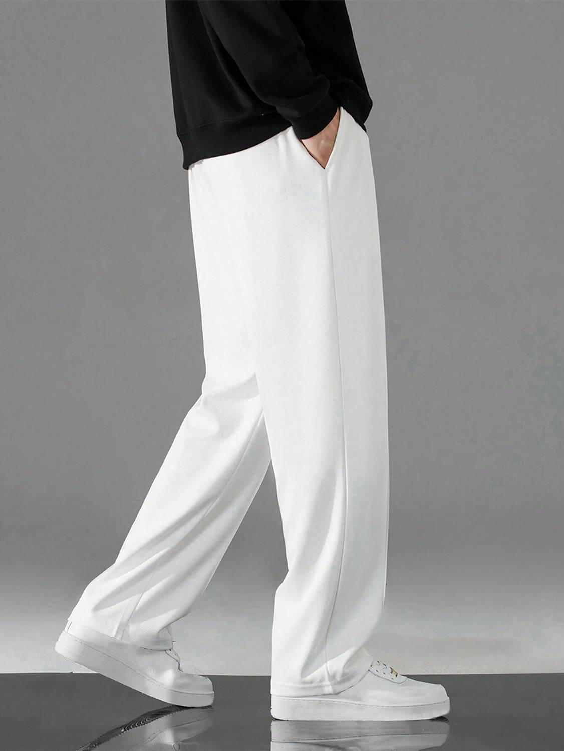 Paralians Men's Solid White Track Pants - Image 2