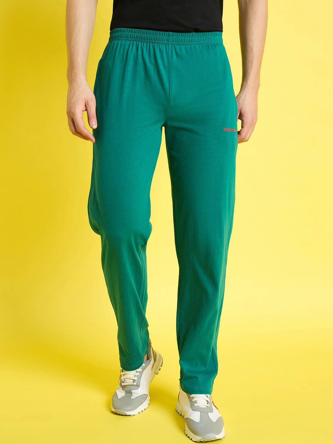 bearbrother Solid Men Dark Green, Green Track Pants