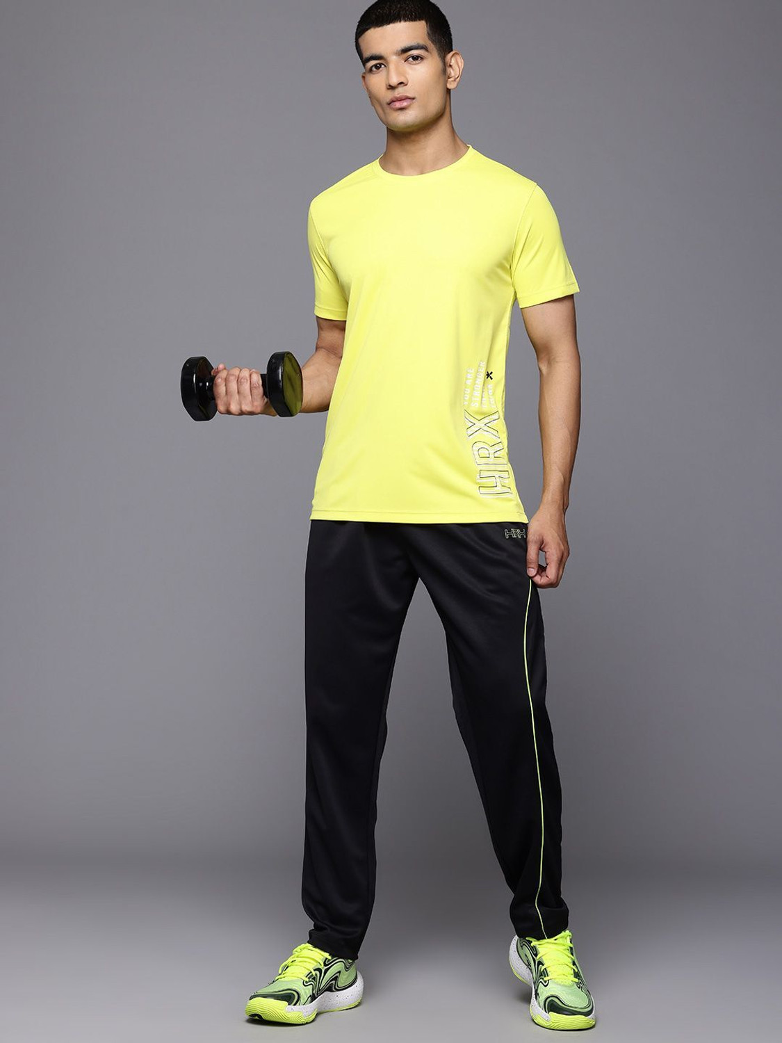 Image of HRX by Hrithik Roshan Men Solid Black Track Pants