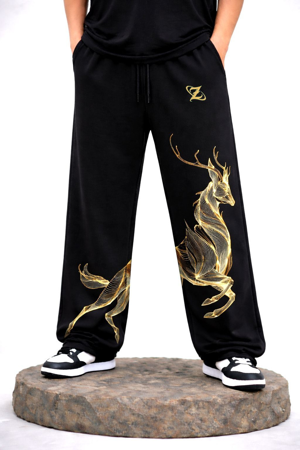 Image of ZEN1FASHION Printed Men Black Track Pants