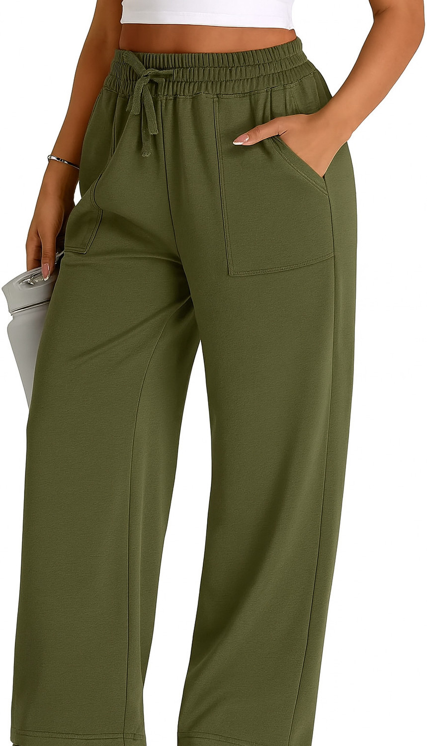 Image of Q-Rious Relaxed Women Green Trousers