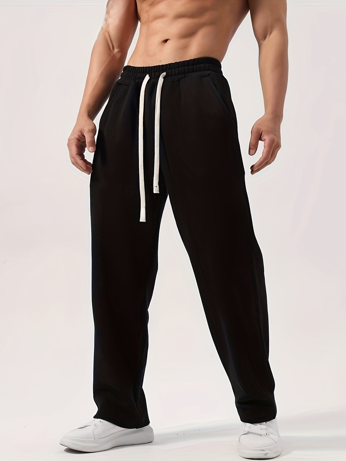 Image of Dockstreet Solid Men Black Track Pants