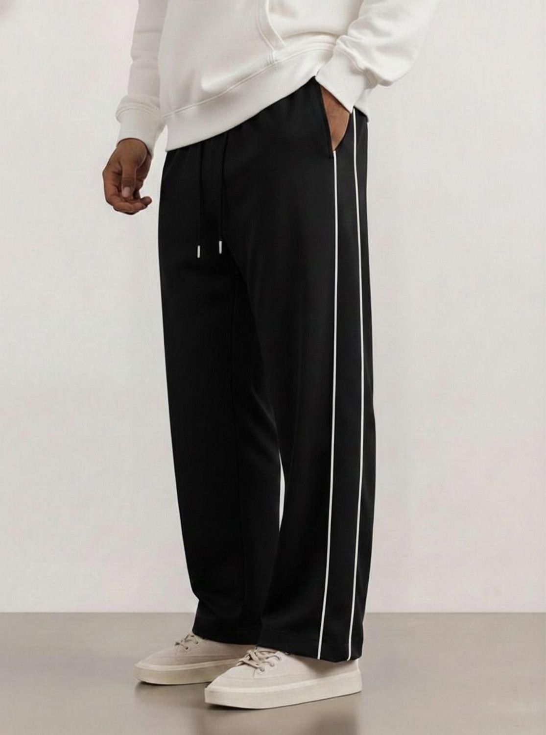 Image of MODESHIFT Solid, Striped Men Black Track Pants