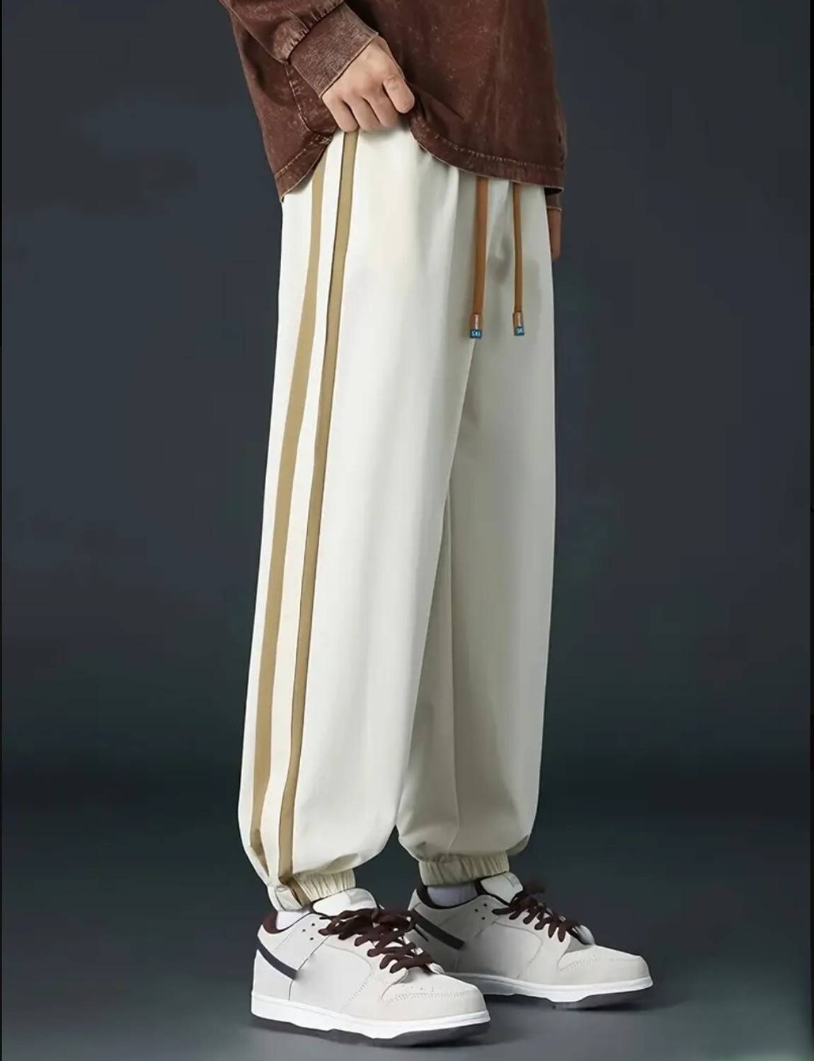 HFTRAKZWEAR Striped Beige Track Pants - Image 4