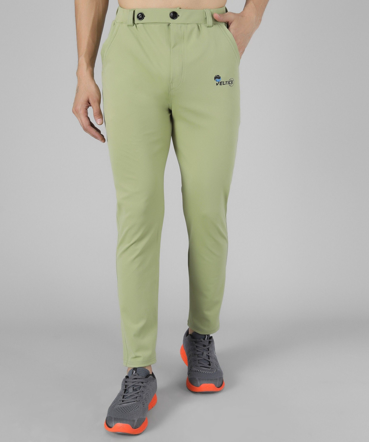 Image of Veltick Solid Men Light Green Track Pants