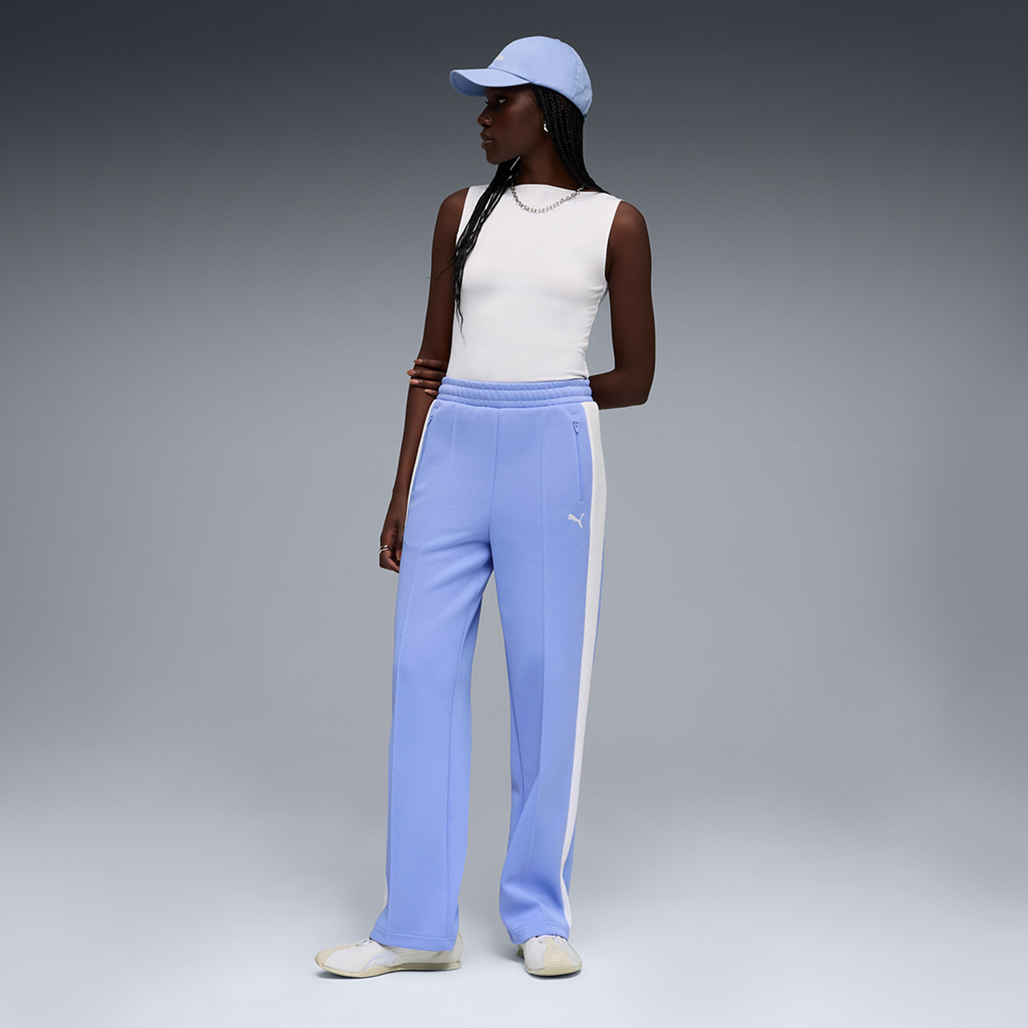 Image of PUMA Solid, Striped Women Purple Track Pants