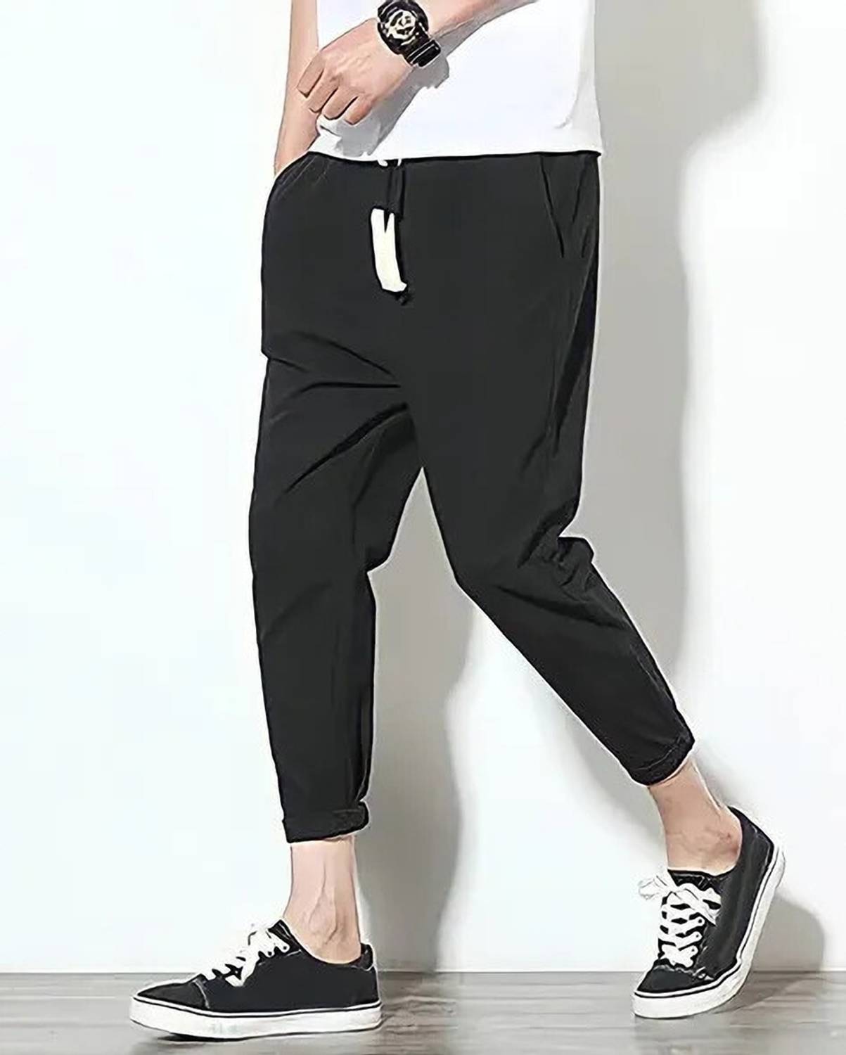 Pack of 2 Men Solid Black, Blue Track Pants - Image 3